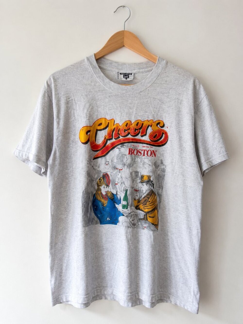 1994 Vintage Lee Cheers Boston Graphic T-Shirt Gray Size Small